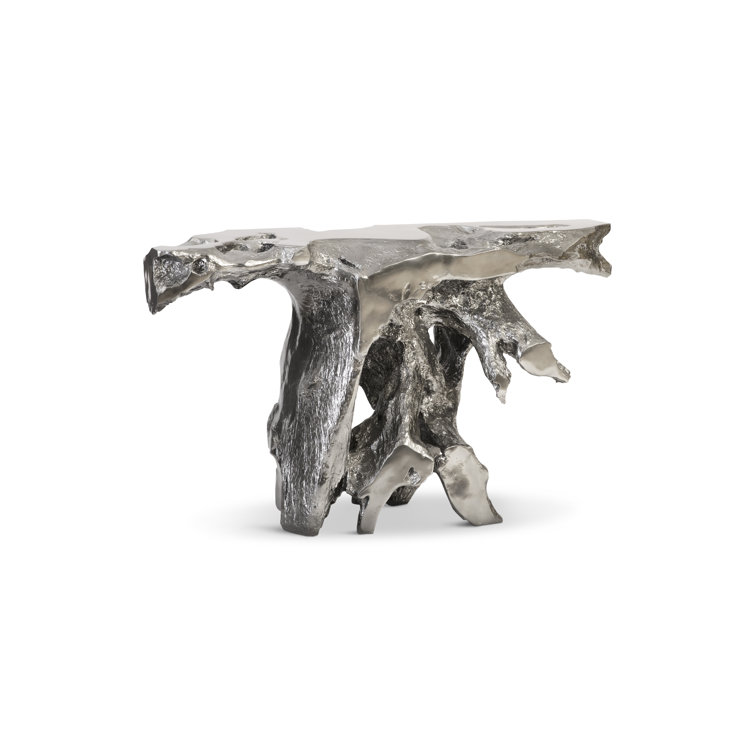 Brivo 57" Silver Wood Rectangular Console Table with Storage