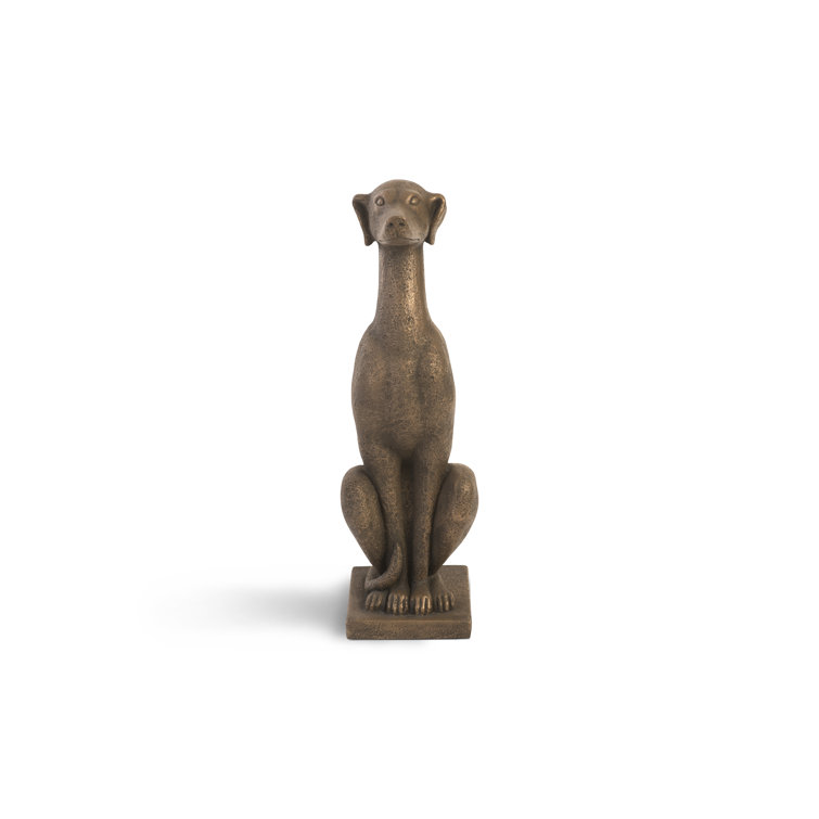 Bronze Finish Contemporary Metal Dog Statue, 36" Tall