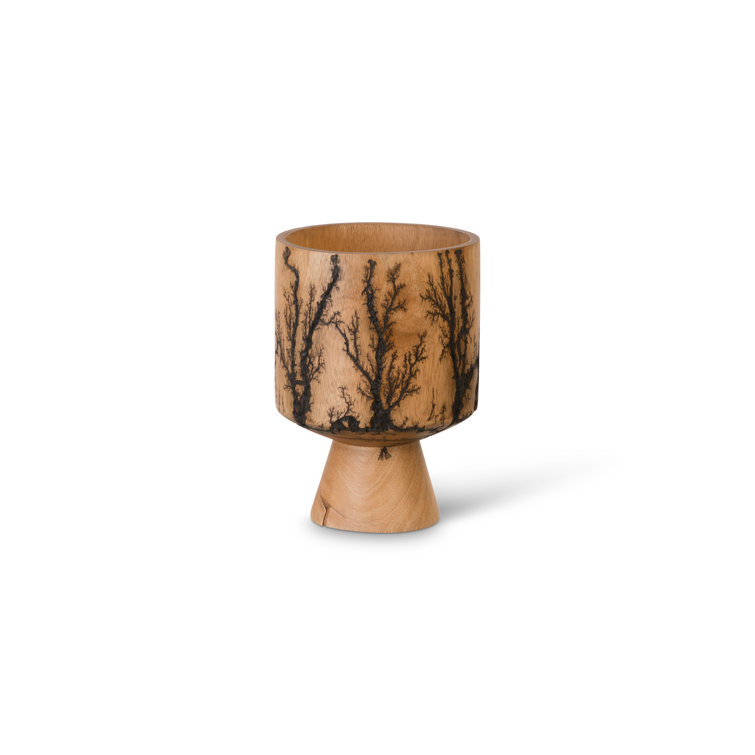Contemporary Brown 13" Mango Wood Lightning Table Vase