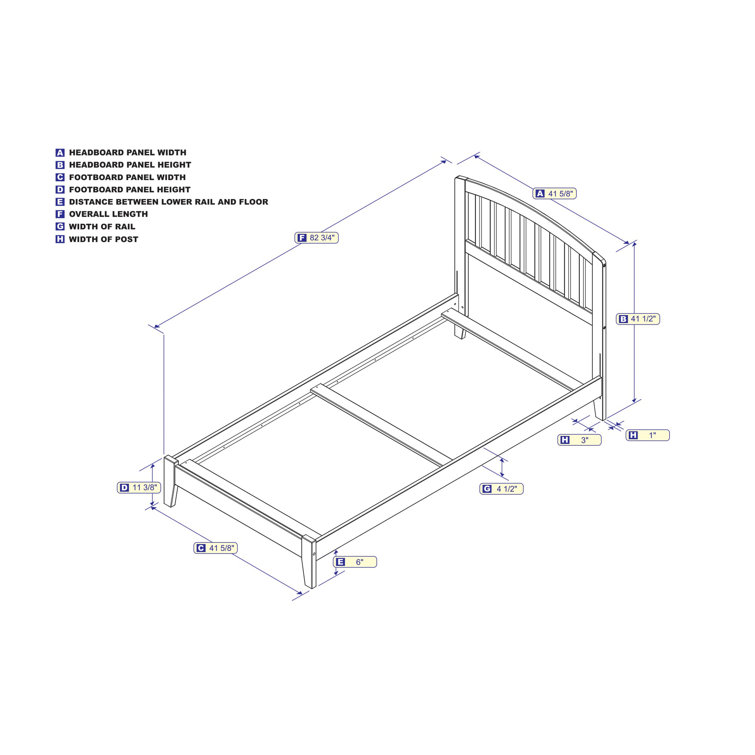 Walnut Twin Mission Wood Bed Frame with Headboard