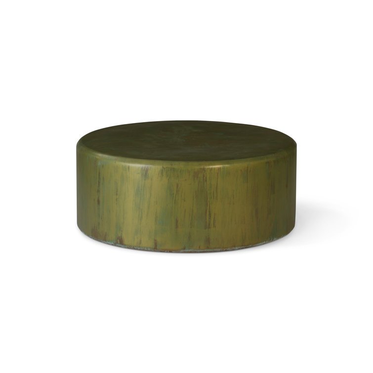 Lichen Finish Round Resin Coffee Table with Acid Patina