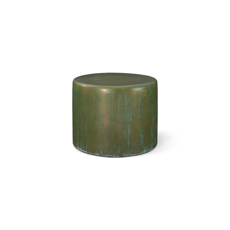 Green Round Glass Contemporary End Table