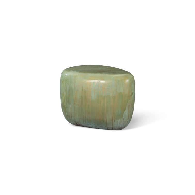 Lichen Triangular Resin and Metal End Table with Storage