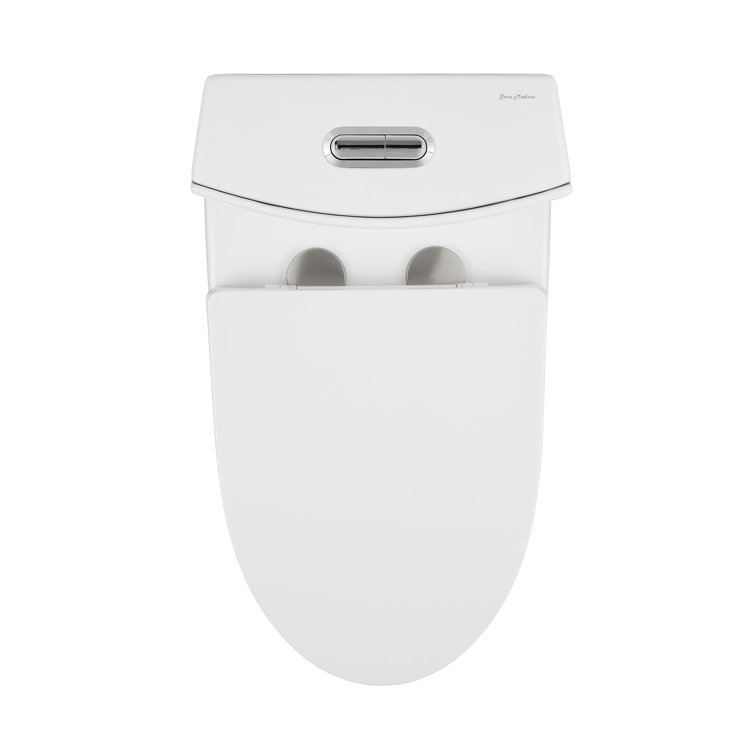 Glossy White Ceramic Dual Flush Elongated One-Piece Toilet