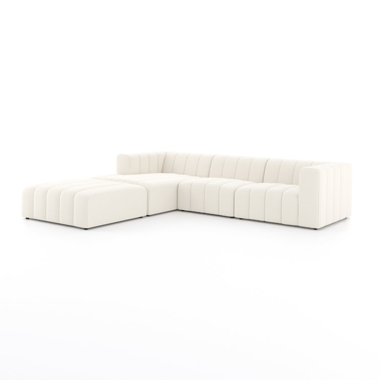 Fayette Cloud Tufted Faux Leather 3-Piece Sectional with Ottoman