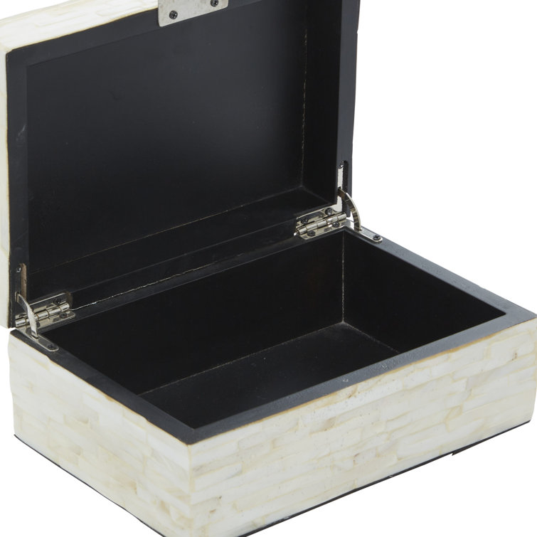 Stained White Handmade Wood Lidded Decorative Box Set