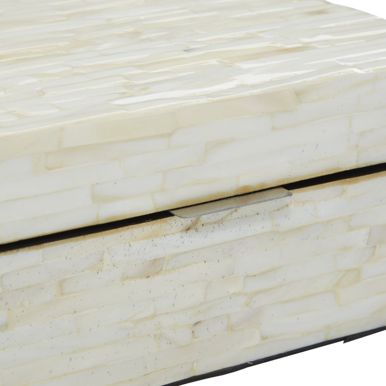 Stained White Handmade Wood Lidded Decorative Box Set