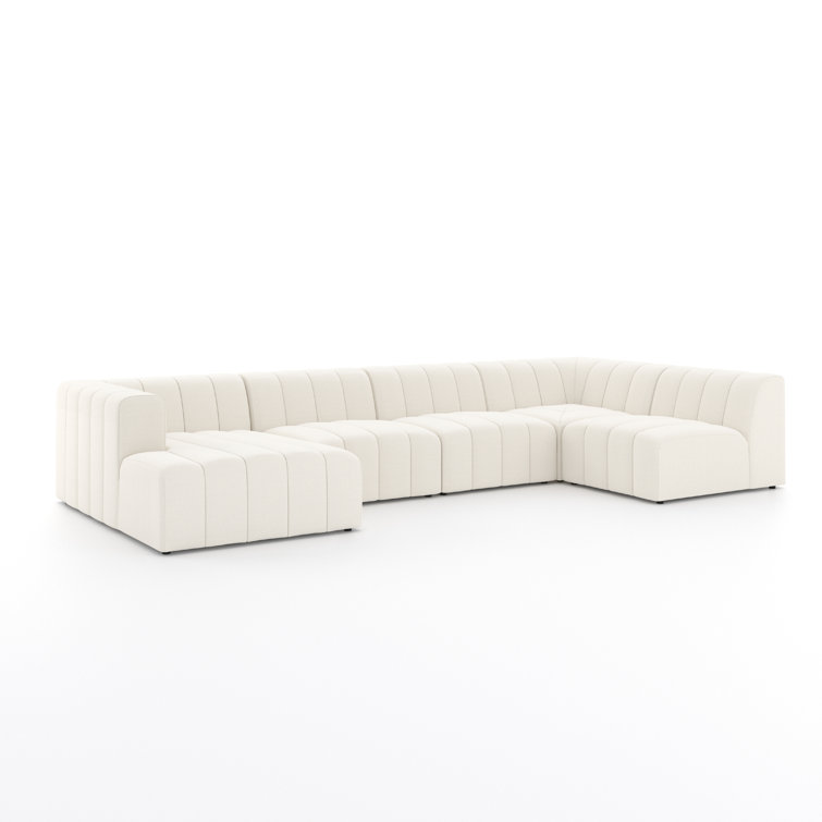 Fayette Cloud Tufted Faux Leather 5-Piece Sectional Sofa