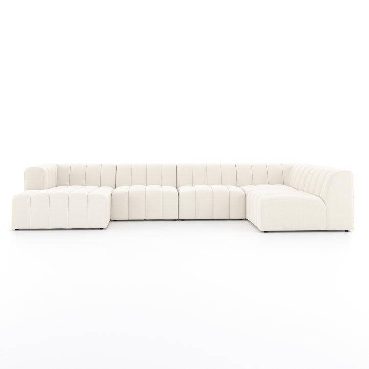 Fayette Cloud Tufted Faux Leather 5-Piece Sectional Sofa