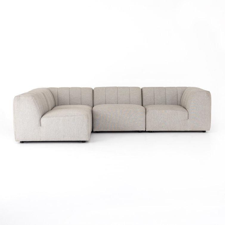 Gwen Gray Wood Frame Outdoor Sectional with Cushions