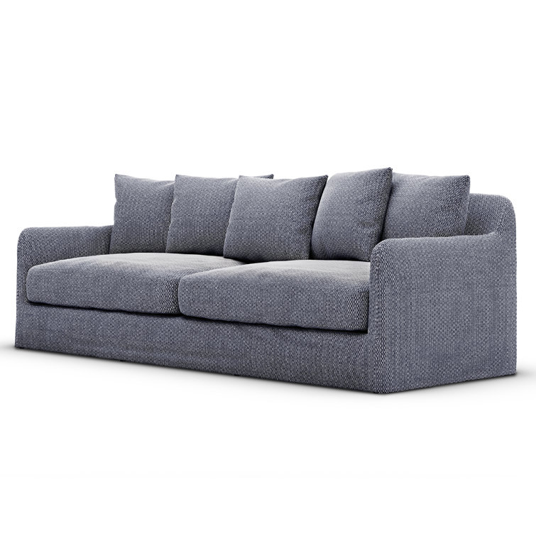 Faye Navy Wood Three-Seat Outdoor Patio Sofa
