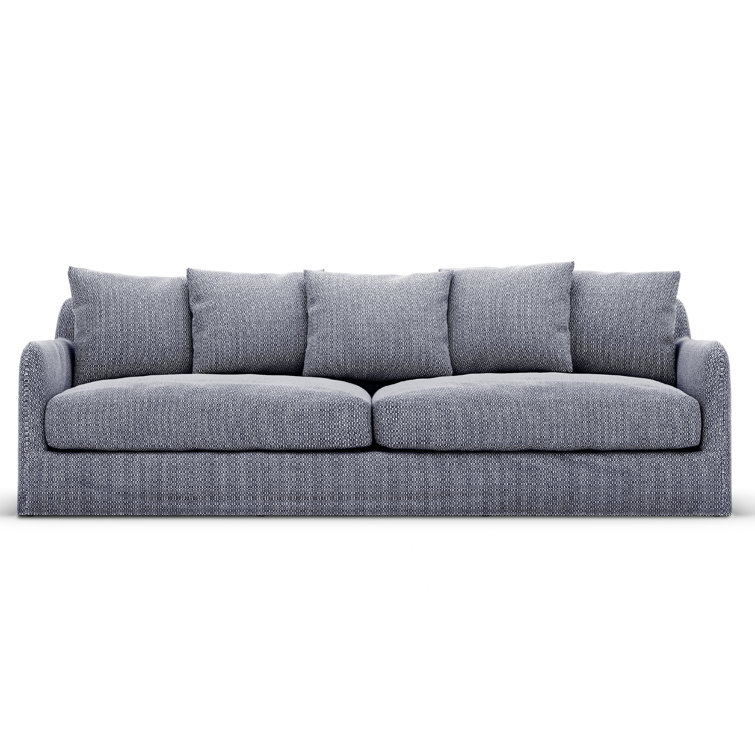 Faye Navy Wood Three-Seat Outdoor Patio Sofa