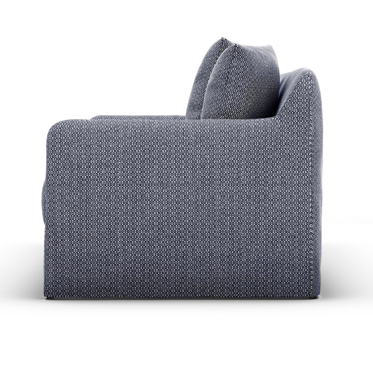 Faye Navy Wood Three-Seat Outdoor Patio Sofa