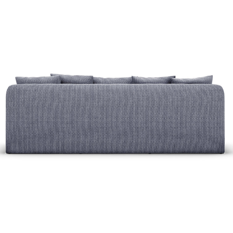 Faye Navy Wood Three-Seat Outdoor Patio Sofa