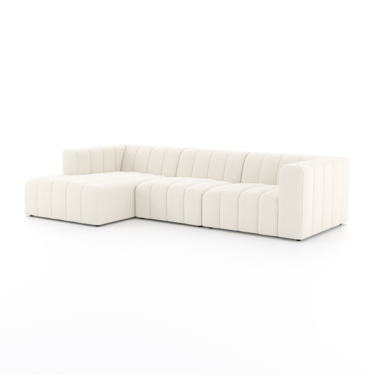 Fayette Cloud Tufted Faux Leather Three Piece Sectional Sofa