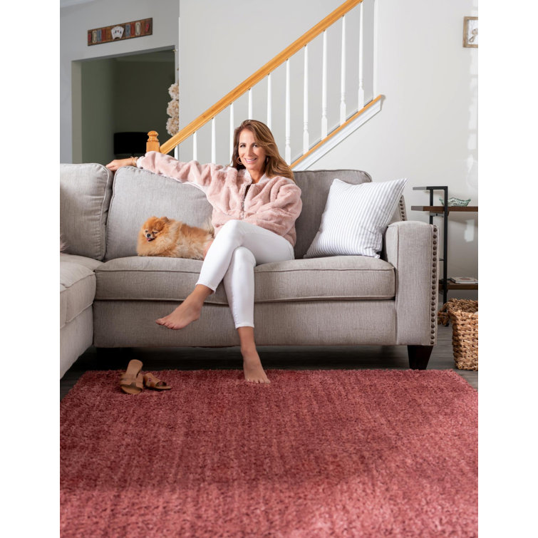 Pomegranate Red 10' x 14' Shag Synthetic Area Rug