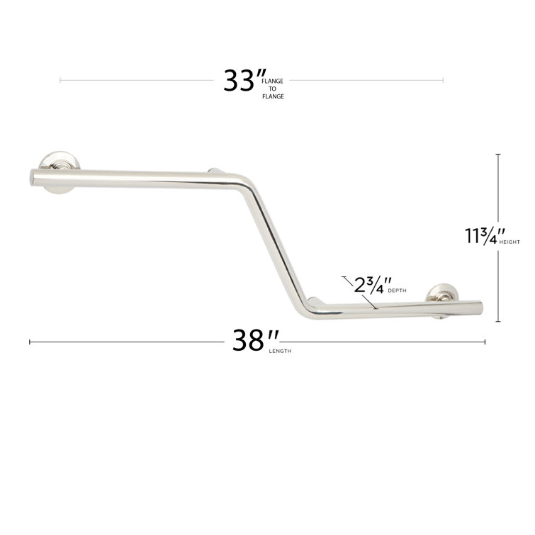 Satin Stainless Steel 38" Angled Grab Bar