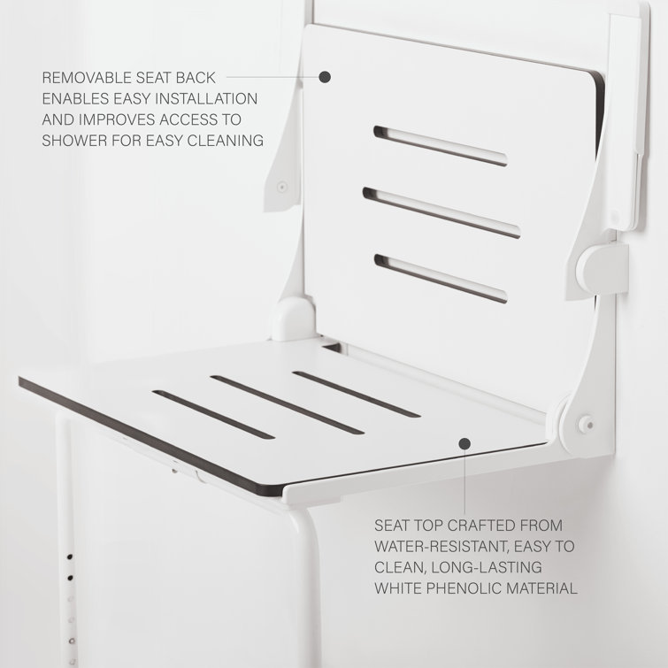 White Matte Heavy Duty Folding Wall Mount Shower Seat