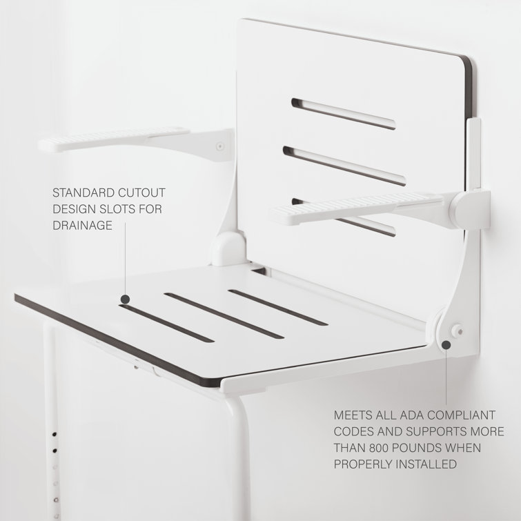 White Matte Heavy Duty Folding Wall Mount Shower Seat