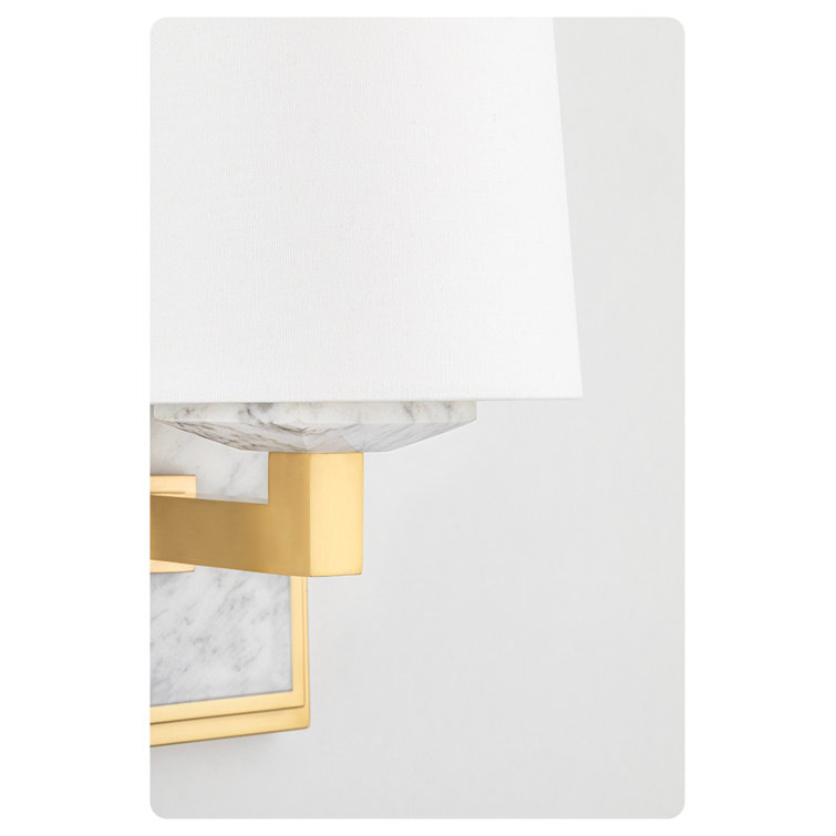 Elwood Contemporary Aged Brass Wall Sconce with Linen Shade