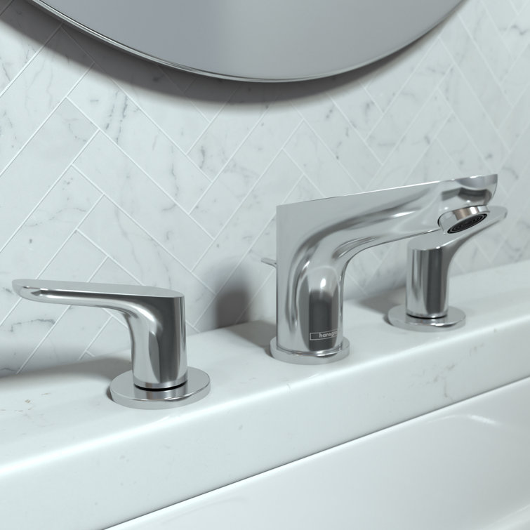 Chrome Modern Widespread Bathroom Faucet with Drain Assembly