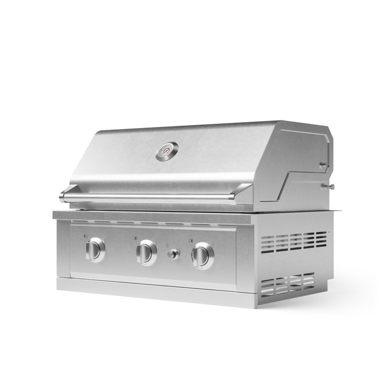 33-Inch Stainless Steel Natural Gas Grill Cart with Side Burner