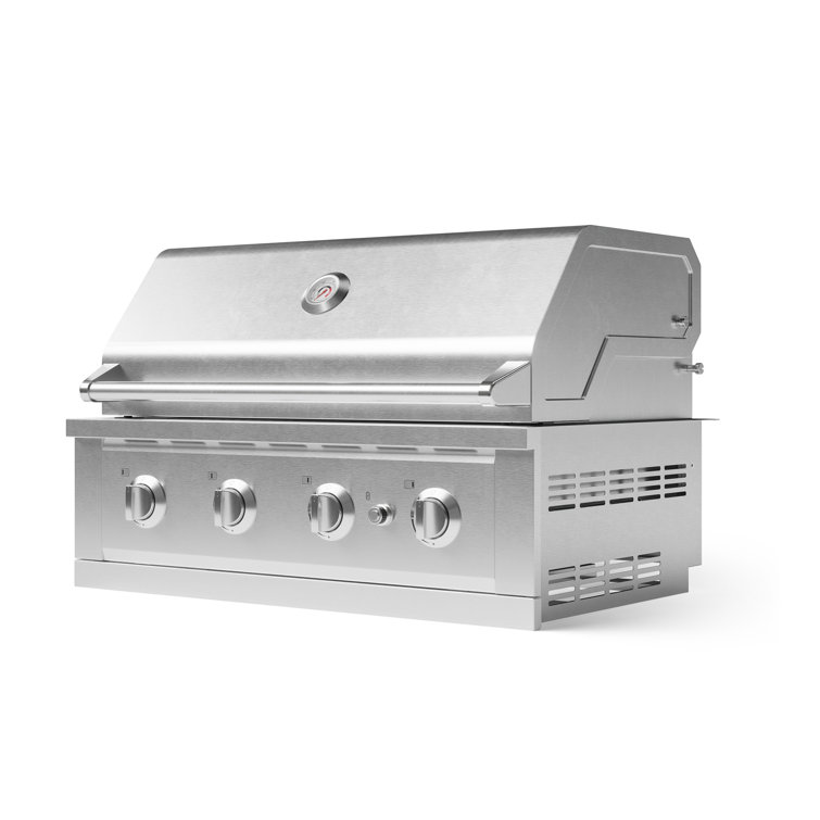 33-Inch Stainless Steel Natural Gas Grill Cart with Side Burner