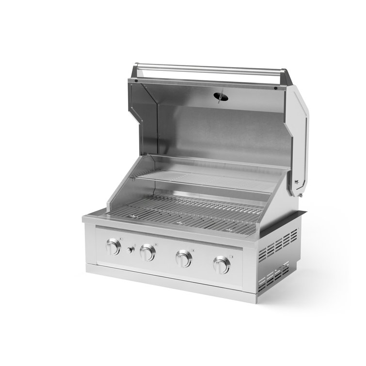 33-Inch Stainless Steel Natural Gas Grill Cart with Side Burner