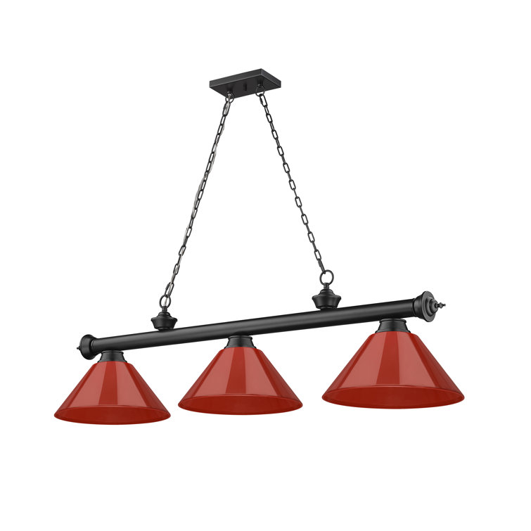 Matte Black Steel Chandelier with Burgundy Acrylic Shades