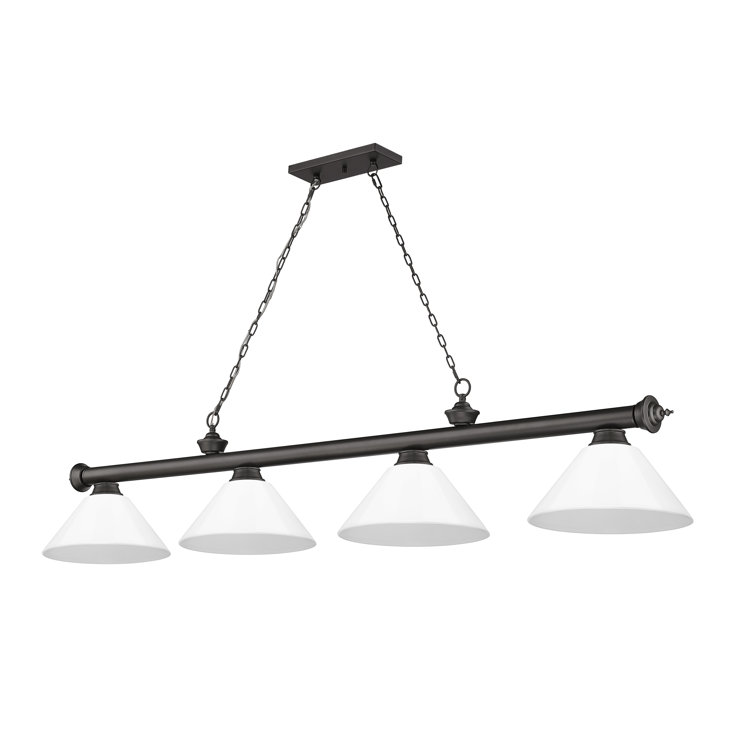 Annaleisa Traditional Bronze 4-Light Billiard Pendant with White Shades