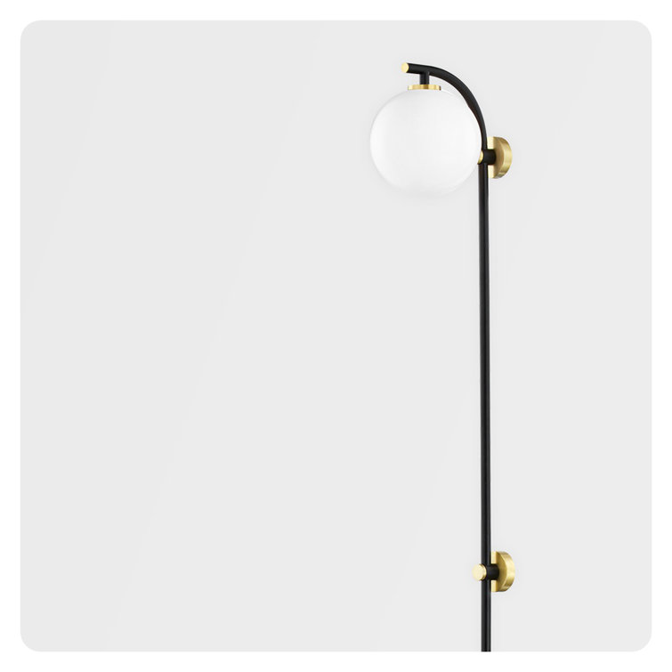 Aged Brass & Soft Black Dimmable Wall Sconce with White Glass Shade