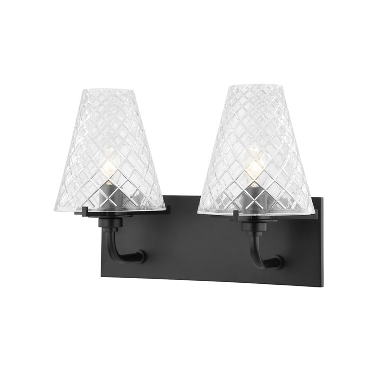 Soft Black Dual Light Vanity Sconce with Clear Glass Shades