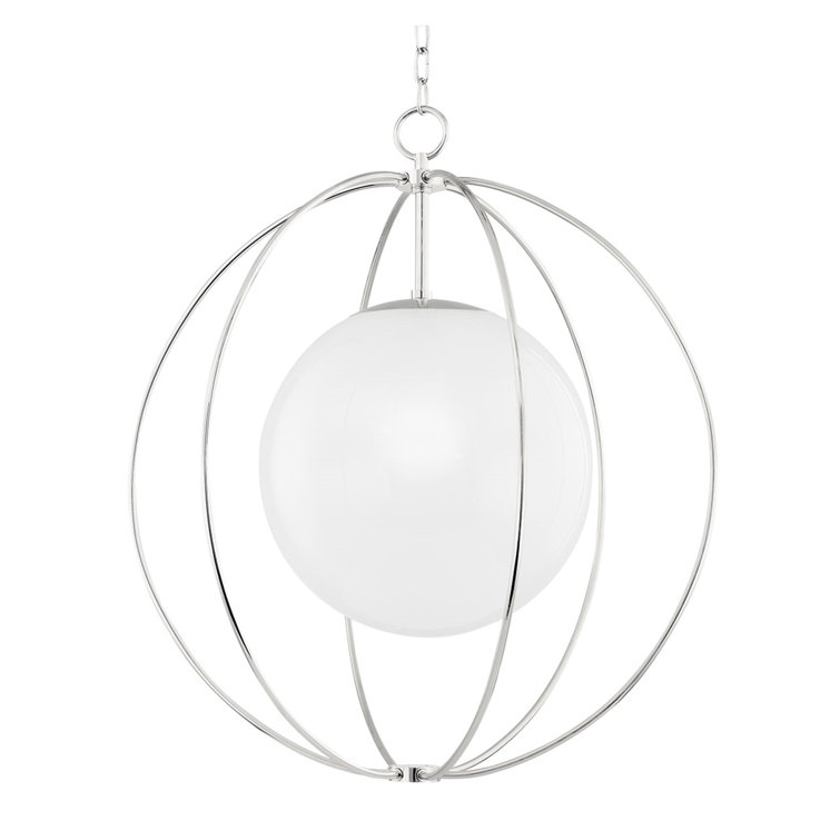Celestial Elegance Polished Nickel Globe Pendant Light, 16" Clear Glass