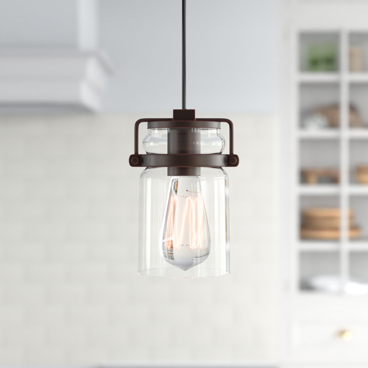 Mahogany Bronze Mini Jar Pendant Light with Clear Glass Shade