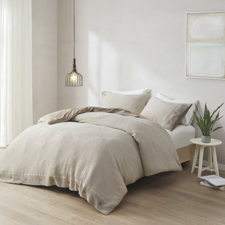 Full Tan Microfiber Waffle Weave Comforter Set