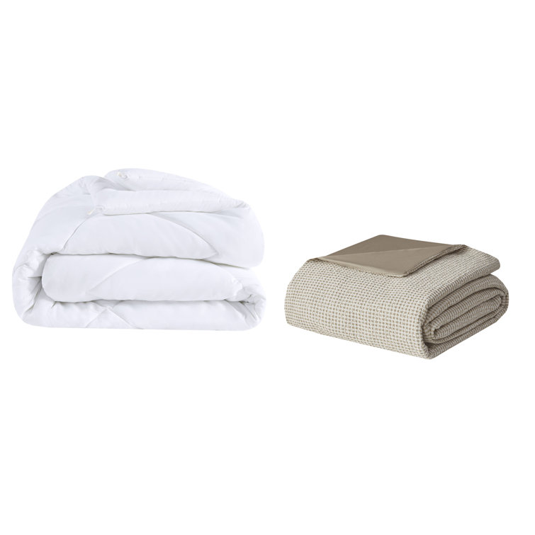 Full Tan Microfiber Waffle Weave Comforter Set
