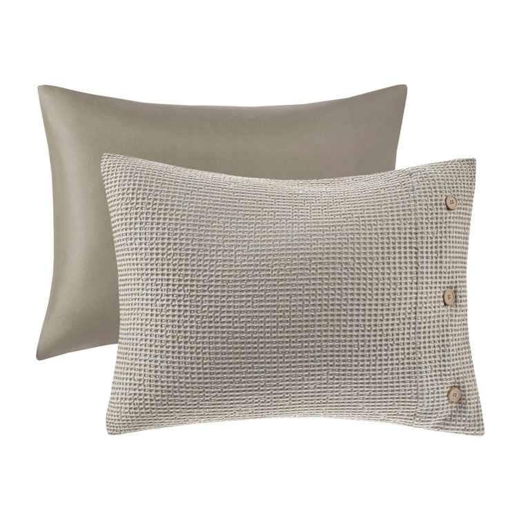 Full Tan Microfiber Waffle Weave Comforter Set