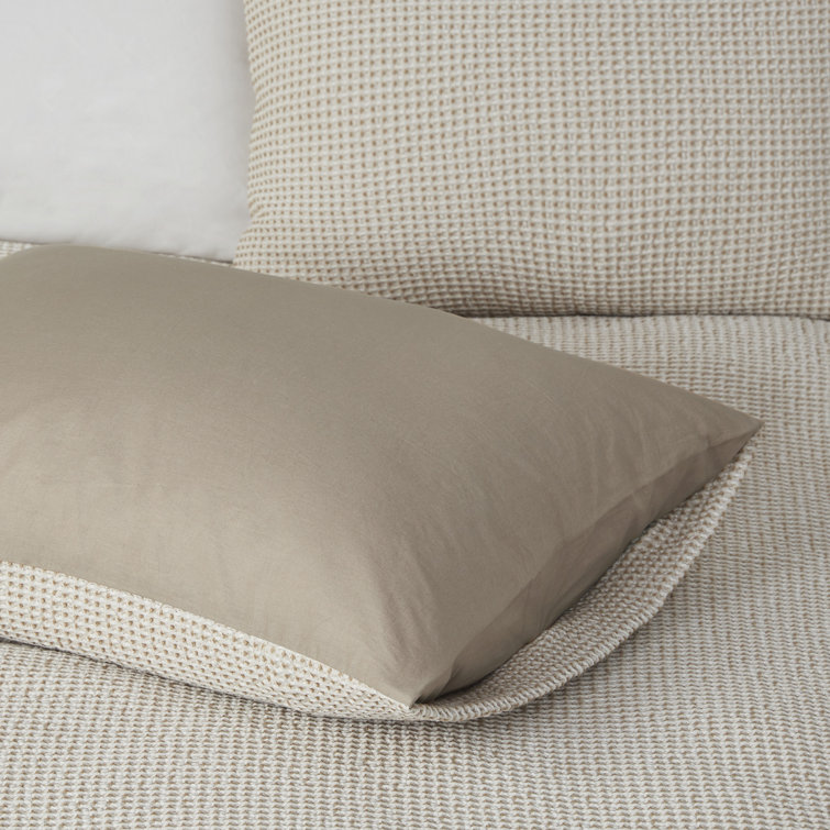Full Tan Microfiber Waffle Weave Comforter Set