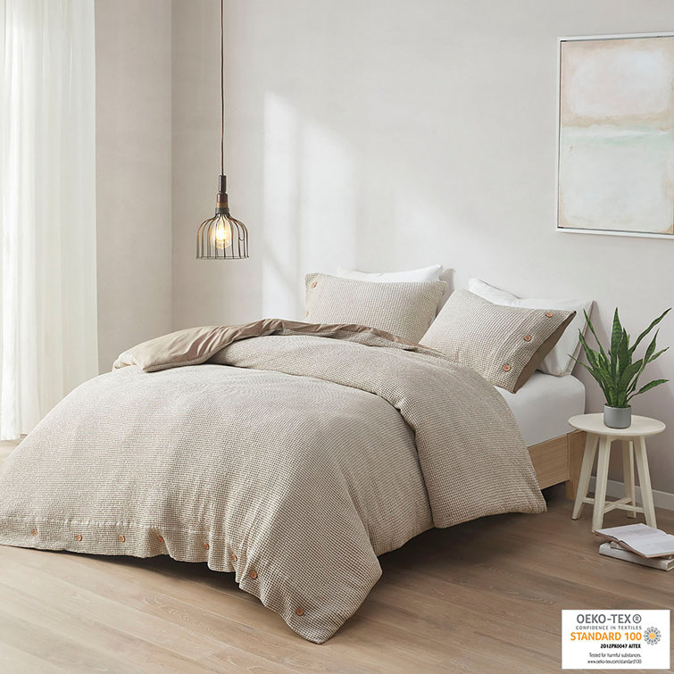 Full Tan Microfiber Waffle Weave Comforter Set