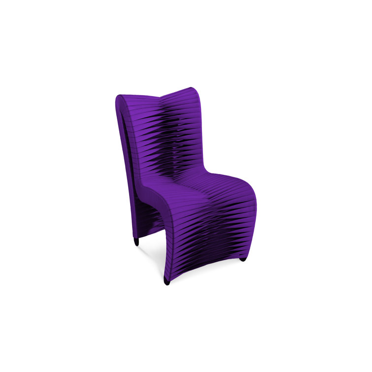 High-Back Braided Purple Upholstered Wood Side Chair