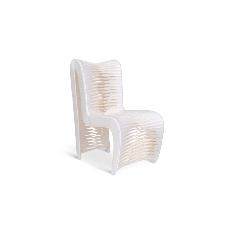 High Back White Wood Transitional Side Chair