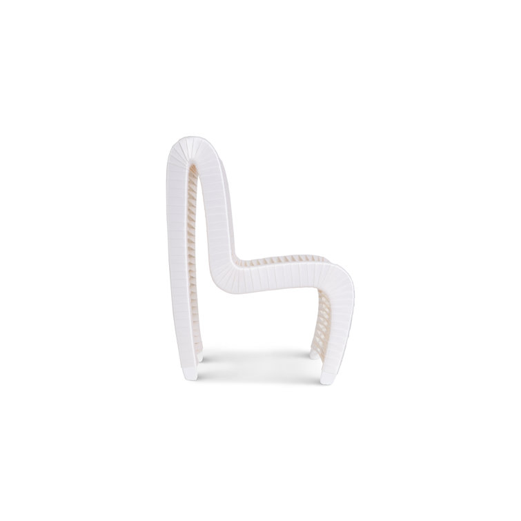 High Back White Wood Transitional Side Chair