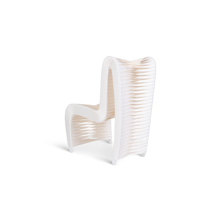 High Back White Wood Transitional Side Chair