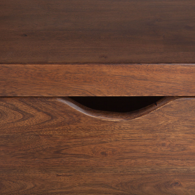 Mid-Century Transitional Walnut Dresser with Sleek Cut-Out Handles