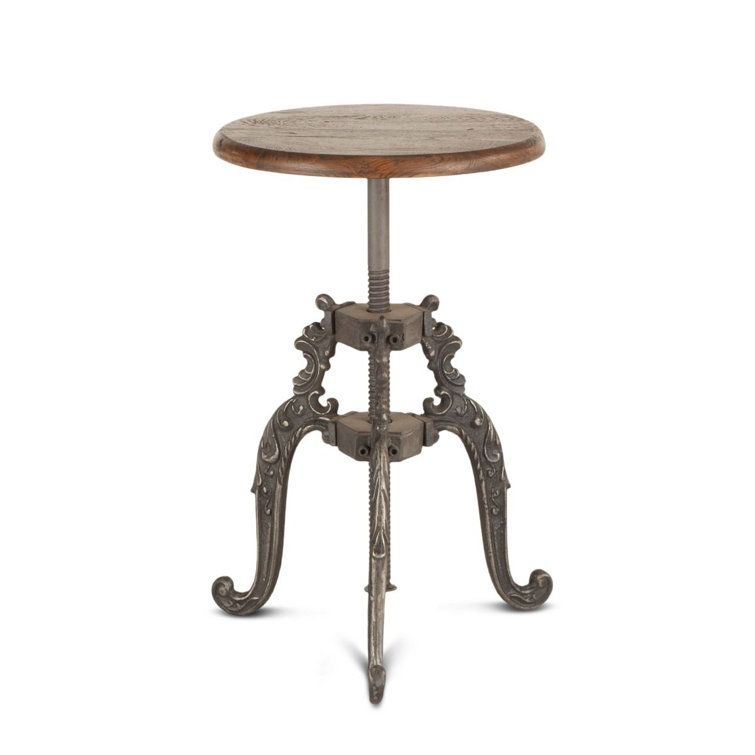 Regina Brown Reclaimed Teak and Iron Adjustable Swivel Bar Stool