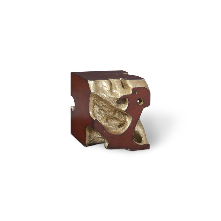Gold Leaf Resin Freeform Decorative Stool