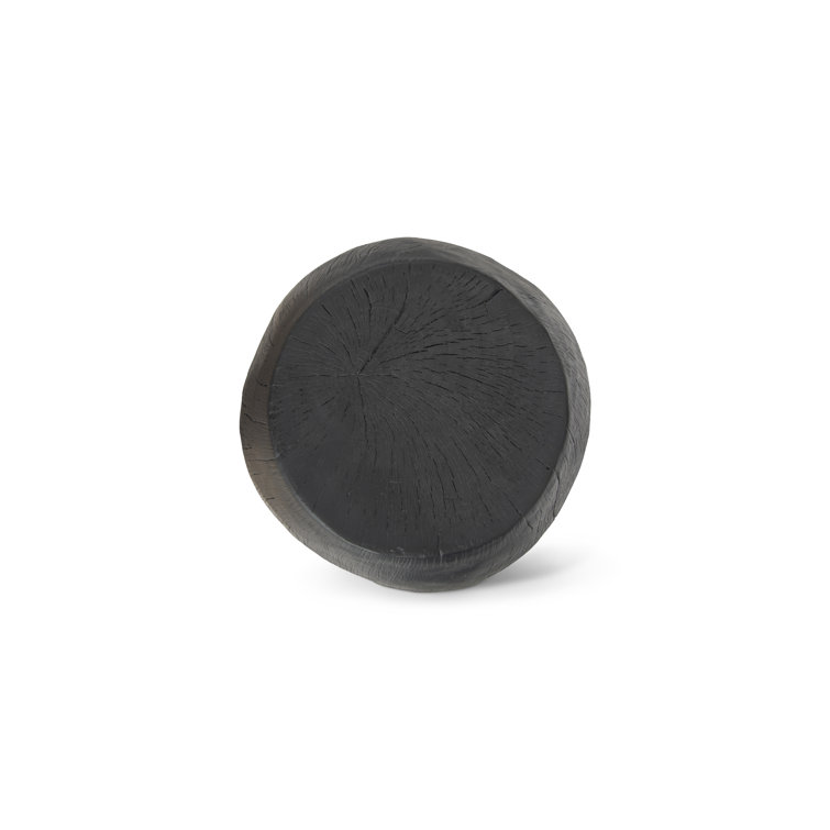 Matte Black Charred Resin Drum Stool, 17"