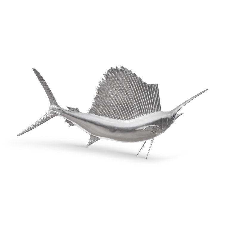 Silver Resin Sail Fish Wall Sculpture for Kids