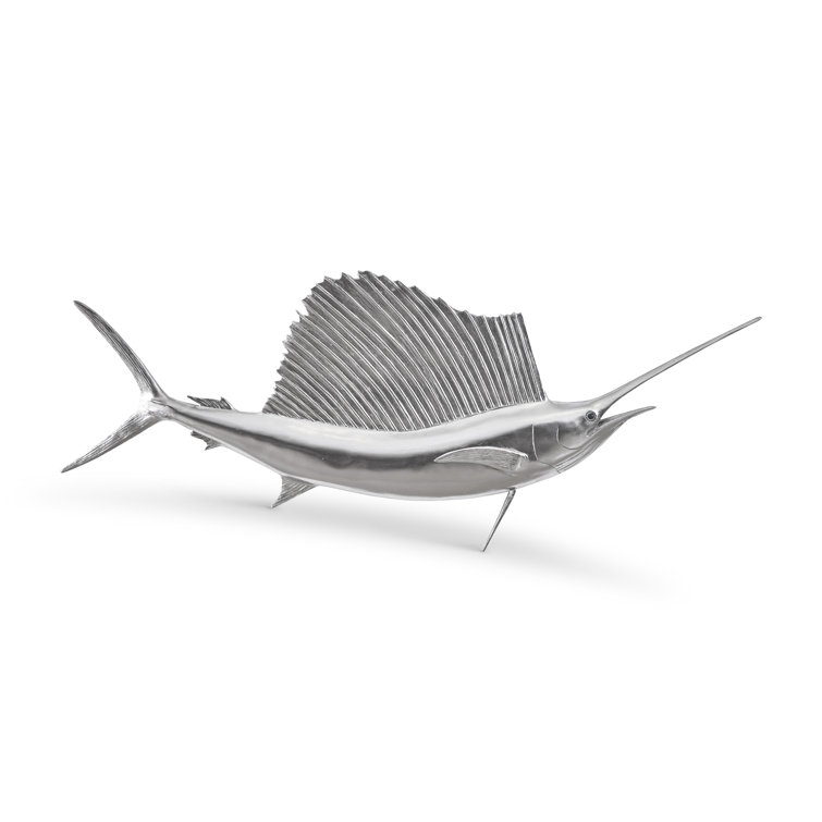 Silver Resin Sail Fish Wall Sculpture for Kids