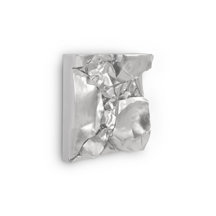 Contemporary Silver Leaf 24" Square Cairn Wall Decor